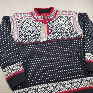 ICEWEAR Icelandic Sweater Men Large Worsted Wool Windstopper Bjorn Fair Isle NEW